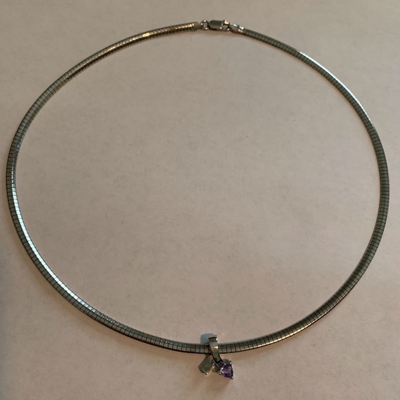 Tanzanite Slide Pendant & Omega Chain Necklace - Picture 1 of 5